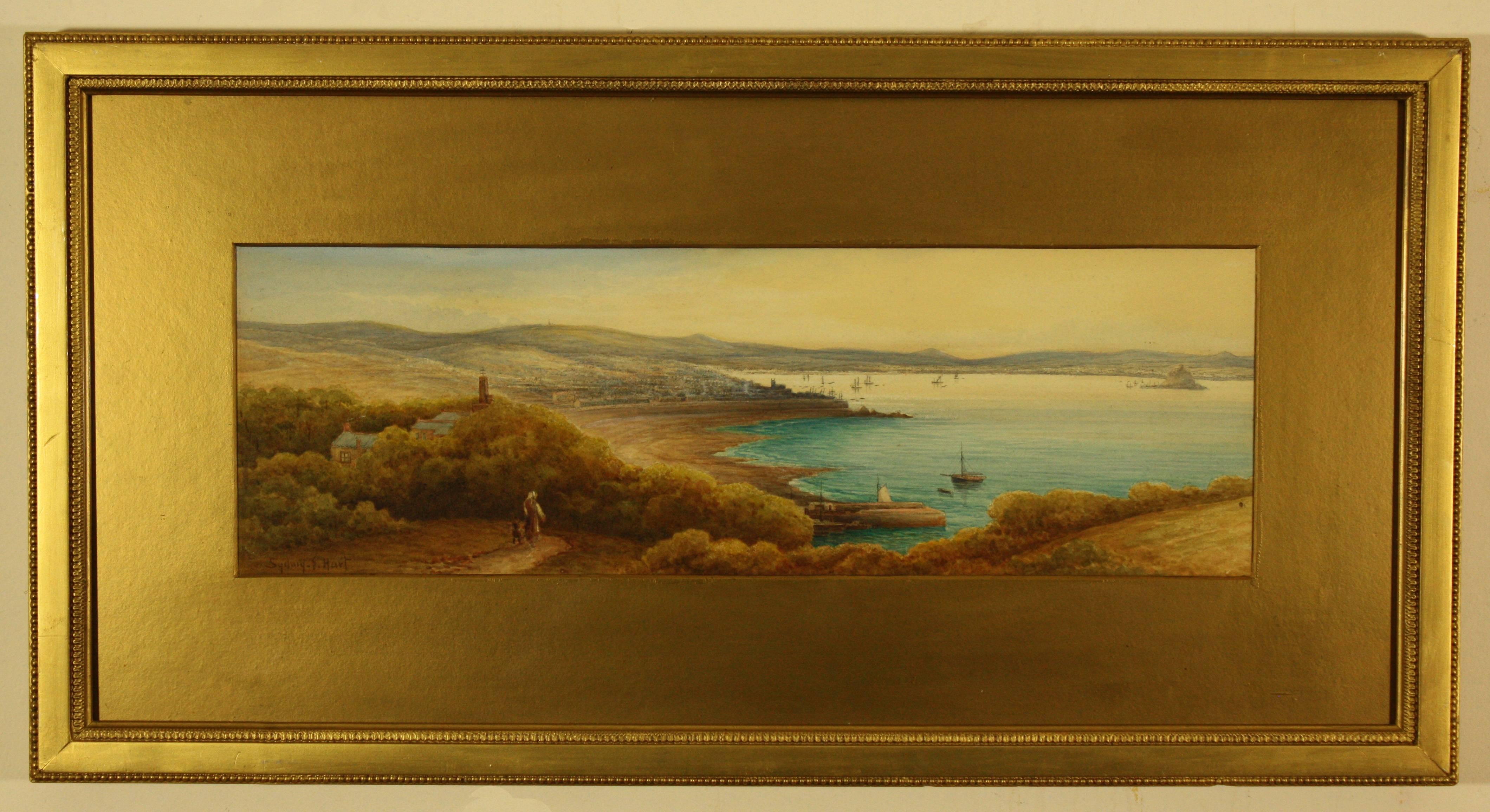 Penzance, Marazion and St Michael's Mount from Newlyn - Painting by Sydney Ernest Hart