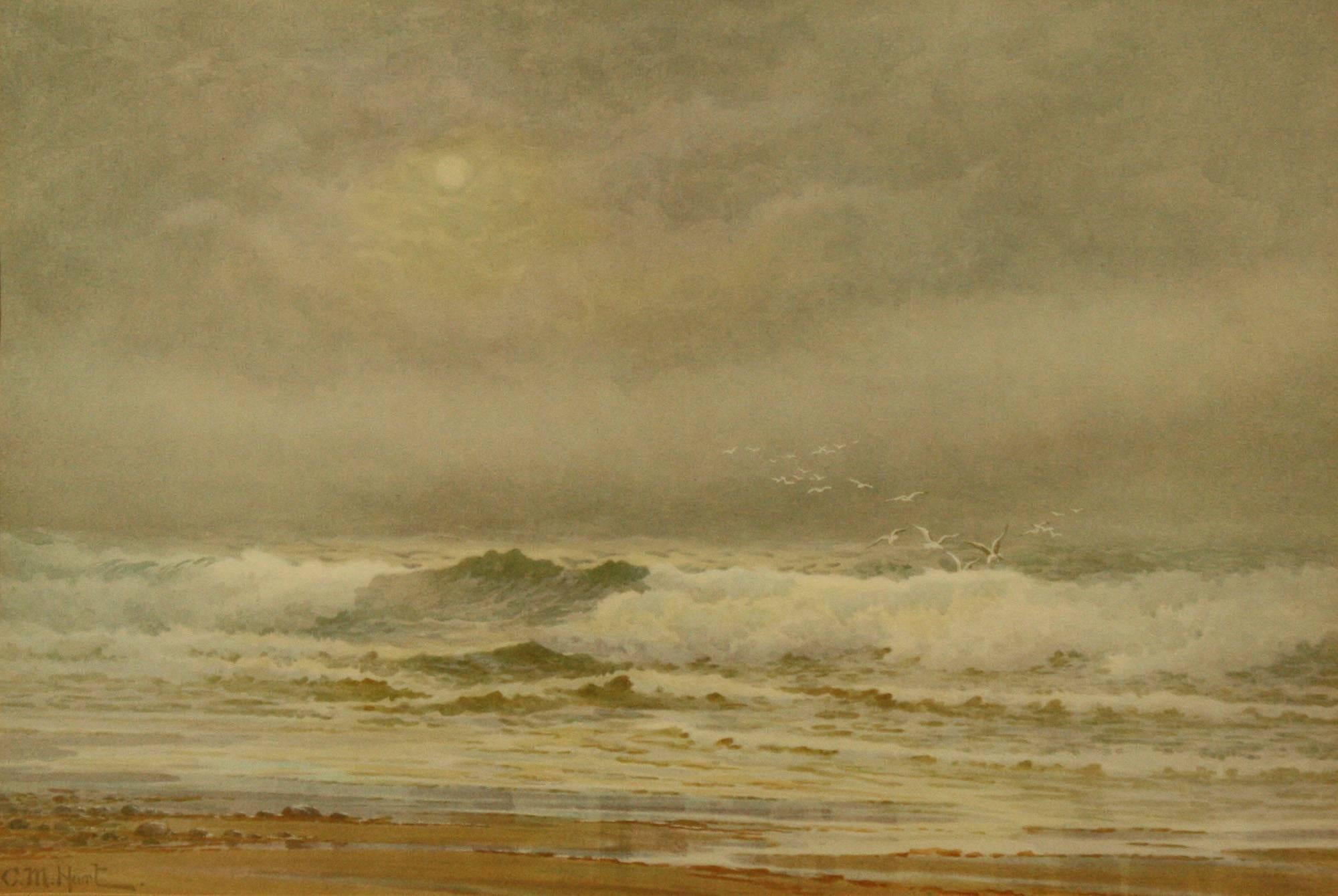 Surf and Gulls - Impressionist Painting by Claude Montague Hart