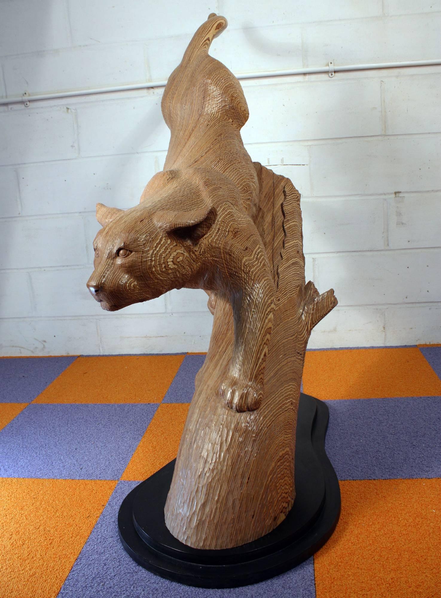 Life Sized Puma Carving By Bill Prickett For Sale 2