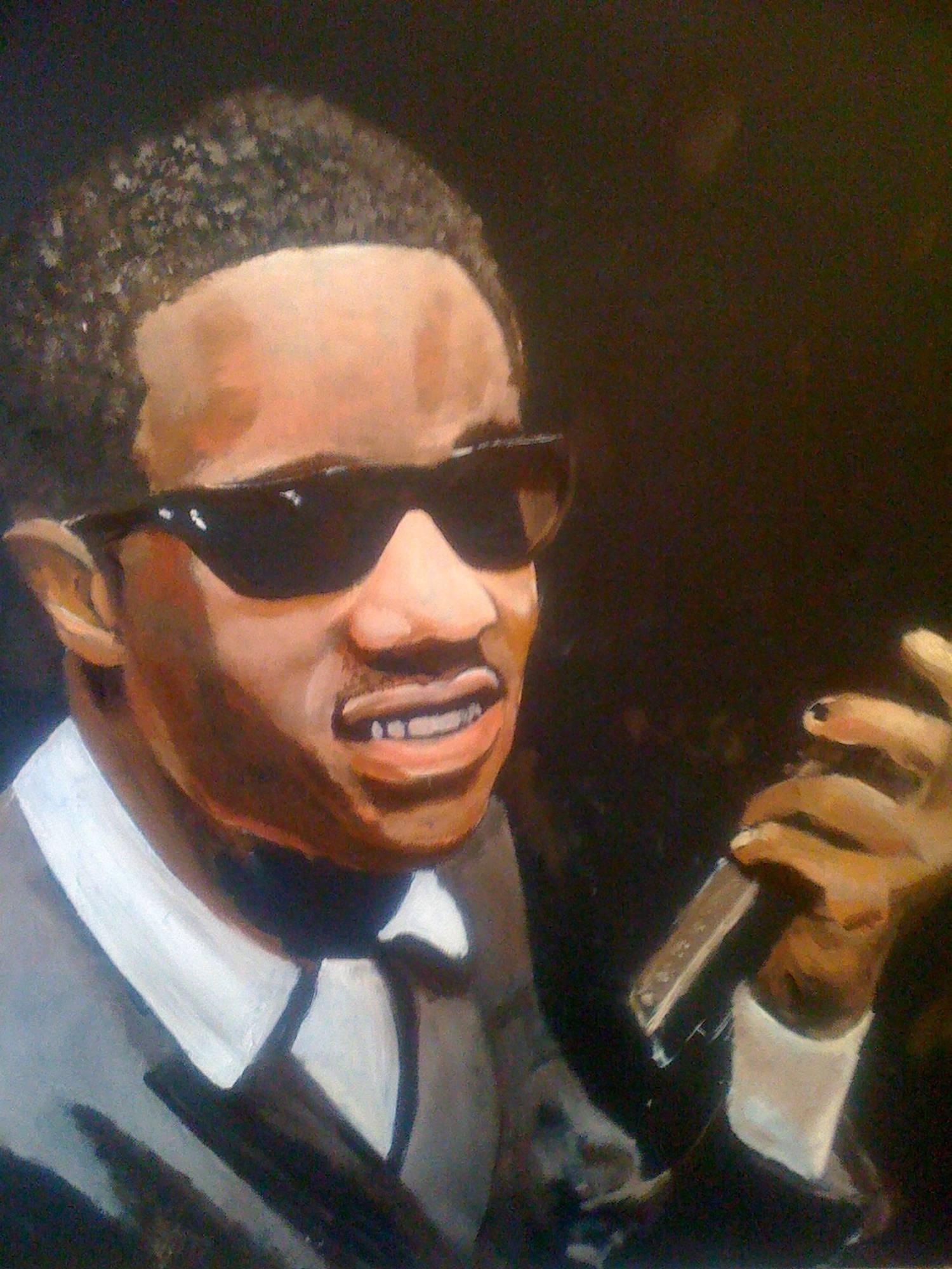 STEVIE WONDER Original Framed and Mounted Oil on Board by James Wilkinson For Sale 2