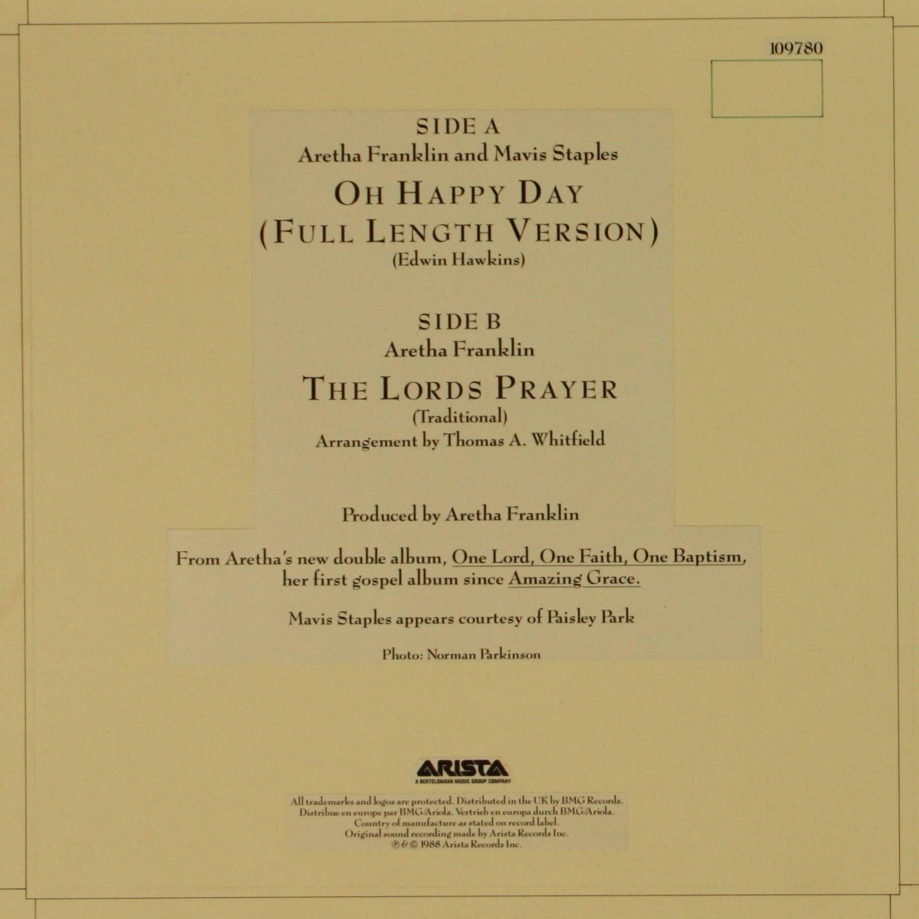 ARETHA FRANKLIN Original Artwork for Oh Happy Day 12 ins Single Cover For Sale 2