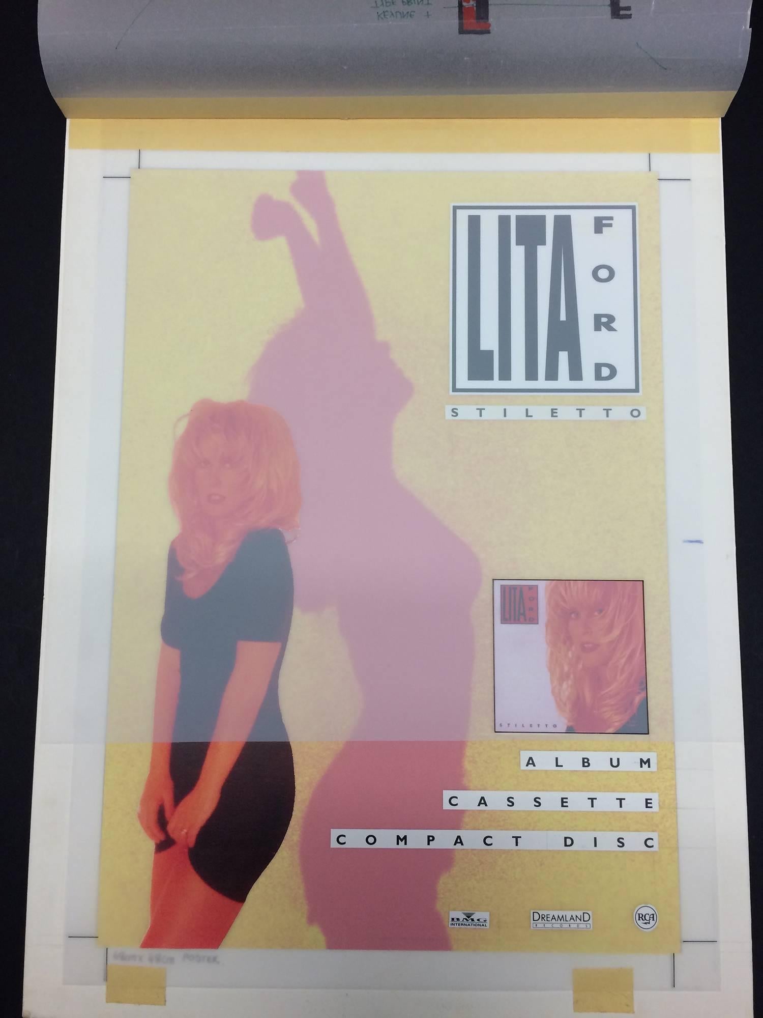 LITA FORD Stiletto Album Original Production Artwork For Poster 1990 For Sale 1
