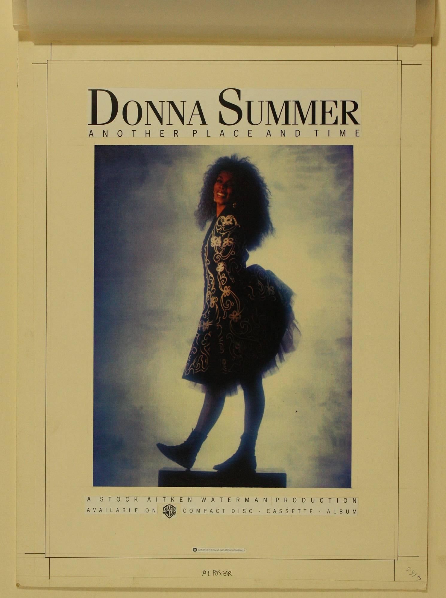            Donna Summer OPA fo A1 Poster Another Place and Time plus Print and Trans   
The Original production Artwork for DONNA SUMMER ANOTHER PLACE AND TIME A1 PROMOTIONAL POSTER. On the original CS10 Art Board with all original PMTs Paste-ups