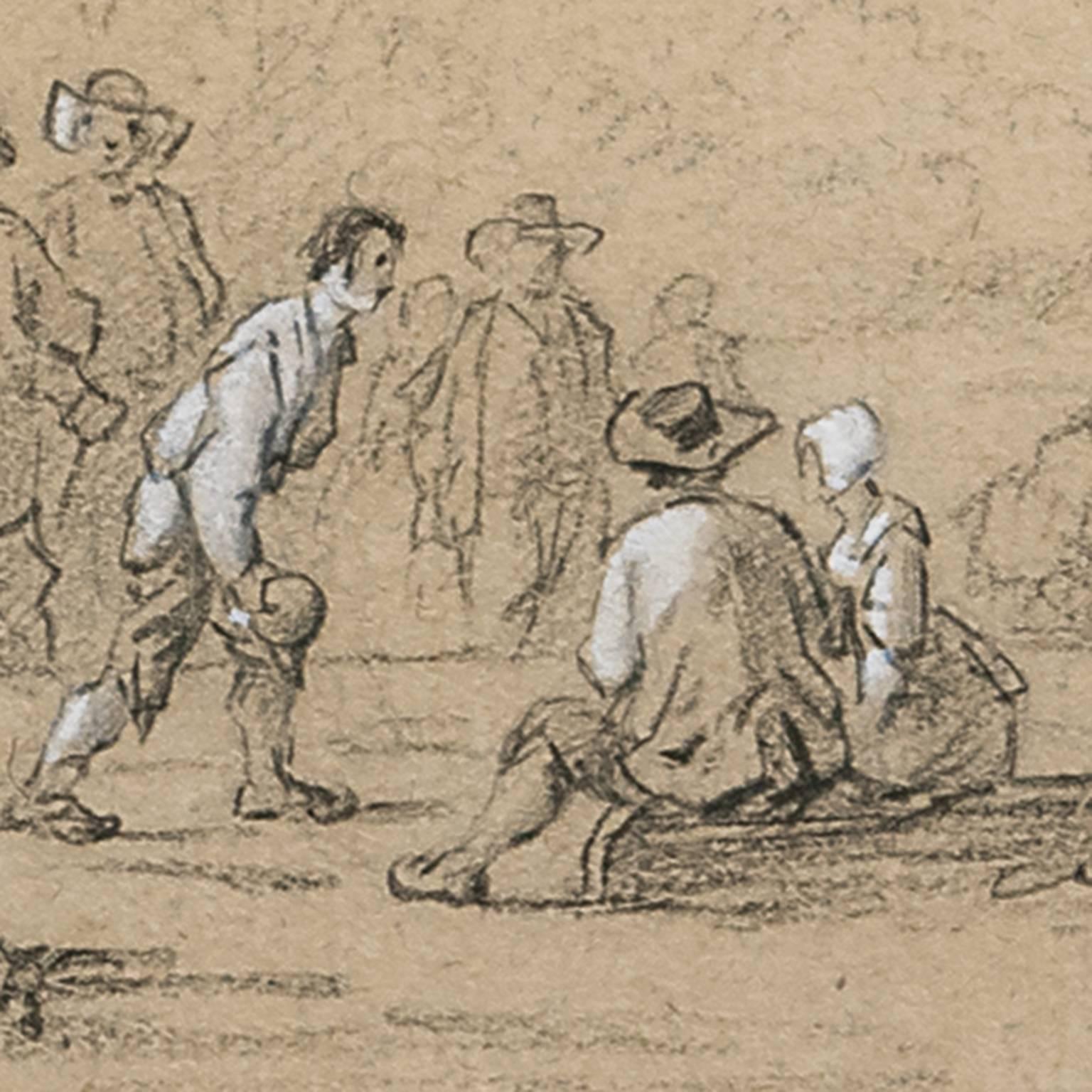 A study of figures - Beige Landscape Art by Barend Cornelis Koekkoek