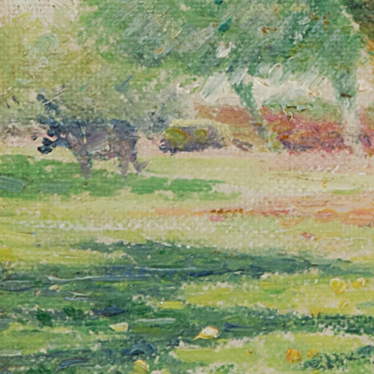 A sunlit farm - Impressionist Painting by Albert Lefebvre