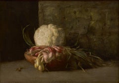 Still life with cauliflower and shallots