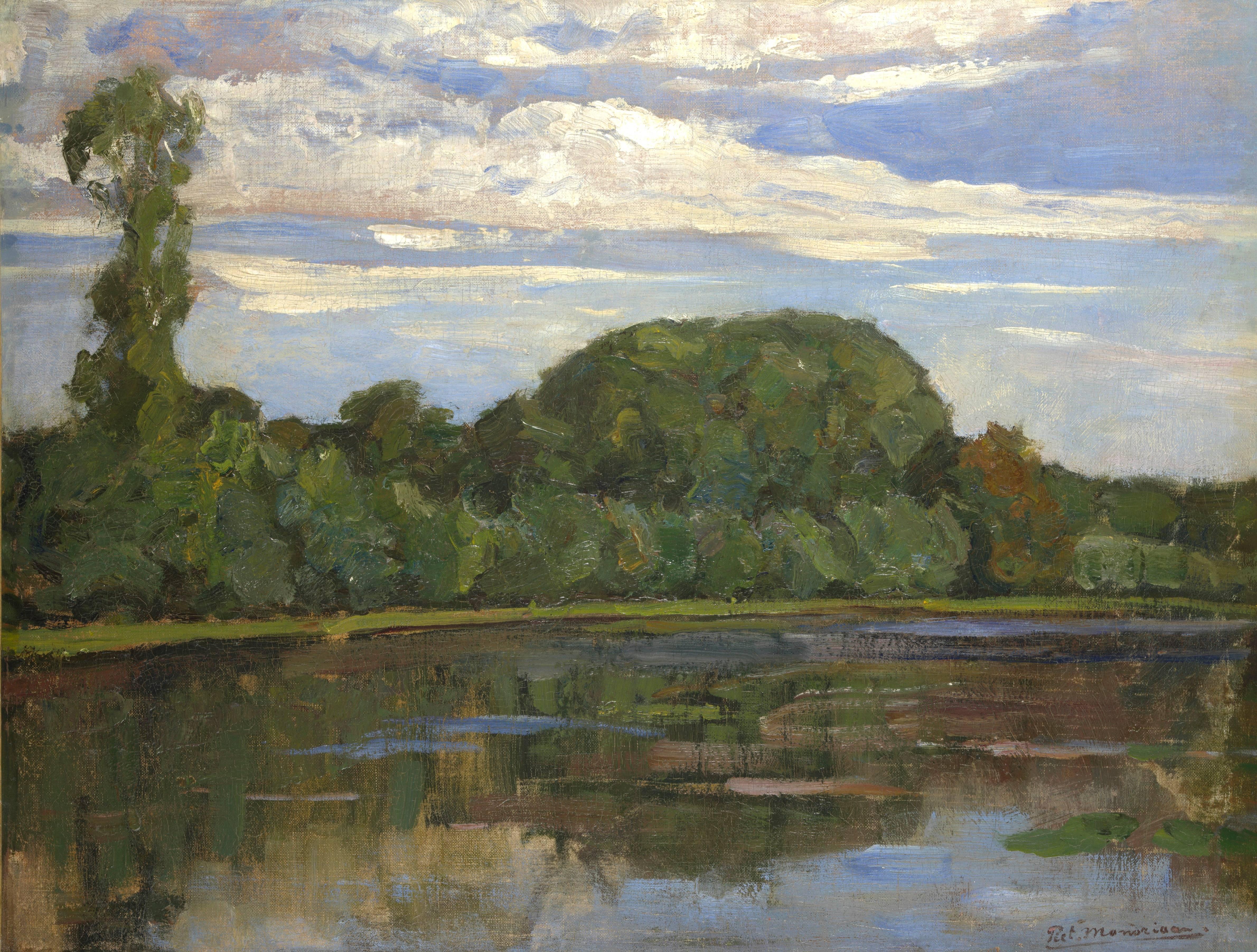 Mondriaan, Piet Cornelis (Piet) Landscape Painting - The farm Geinrust along the river Gein