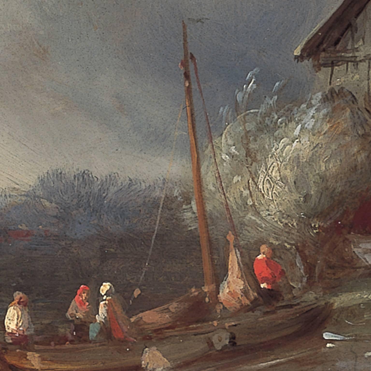 The ferry - Painting by Charles Henri Joseph Leickert