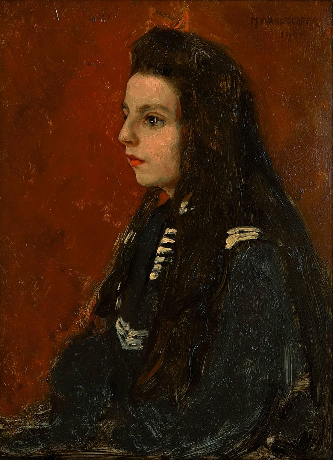 Portrait of Lucia W. Thueré - Painting by Maria Wilhelmina Wandscheer