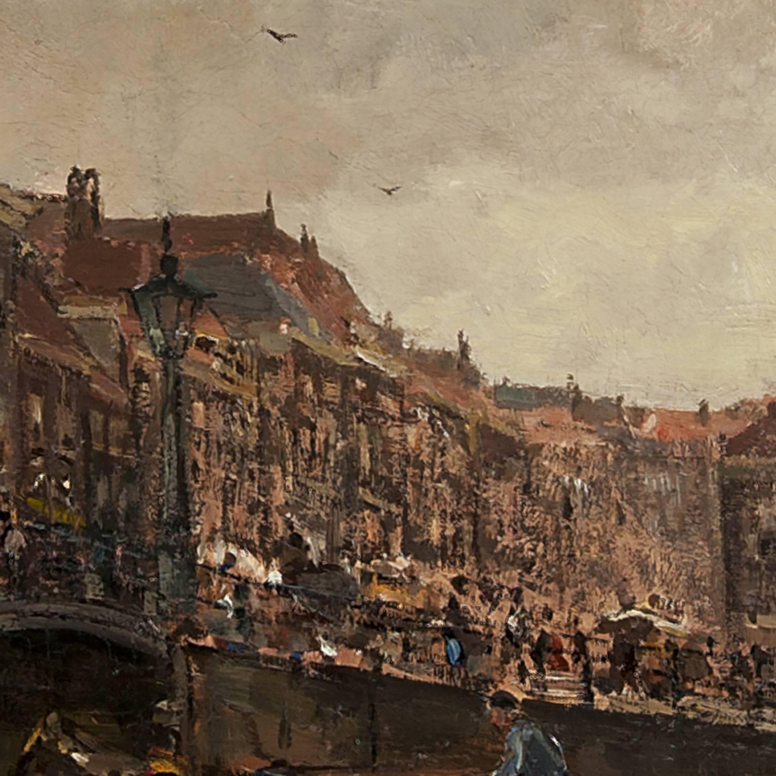 The Hague painter of landscapes and marines Kees van Waning experienced an interesting development. He was trained by the rather traditional working painter of cityscapes Carel Behr. Willem Maris, however, advised him to paint outside, a counsel he