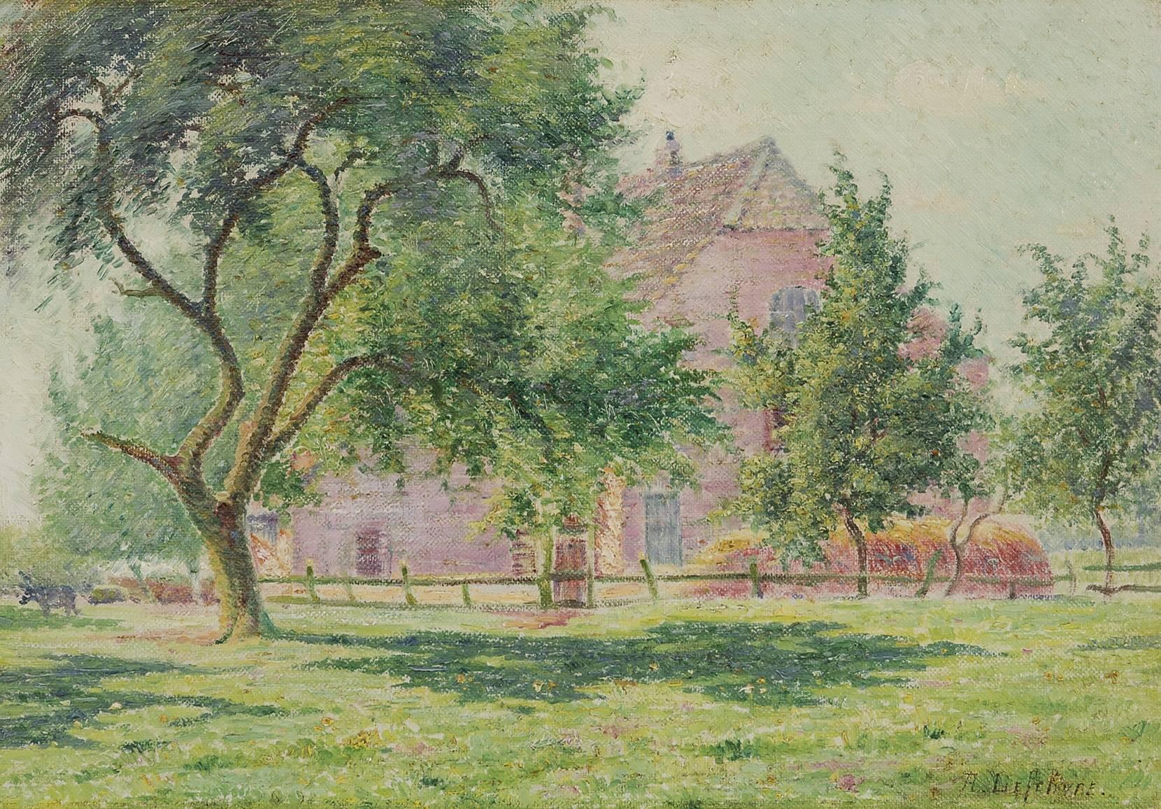 Albert Lefebvre Landscape Painting - A sunlit farm