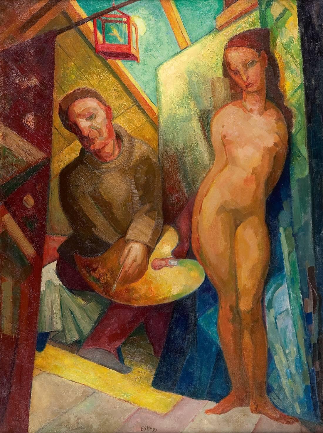 Hendrikus Jacobus Eshuijs Nude Painting - At the studio