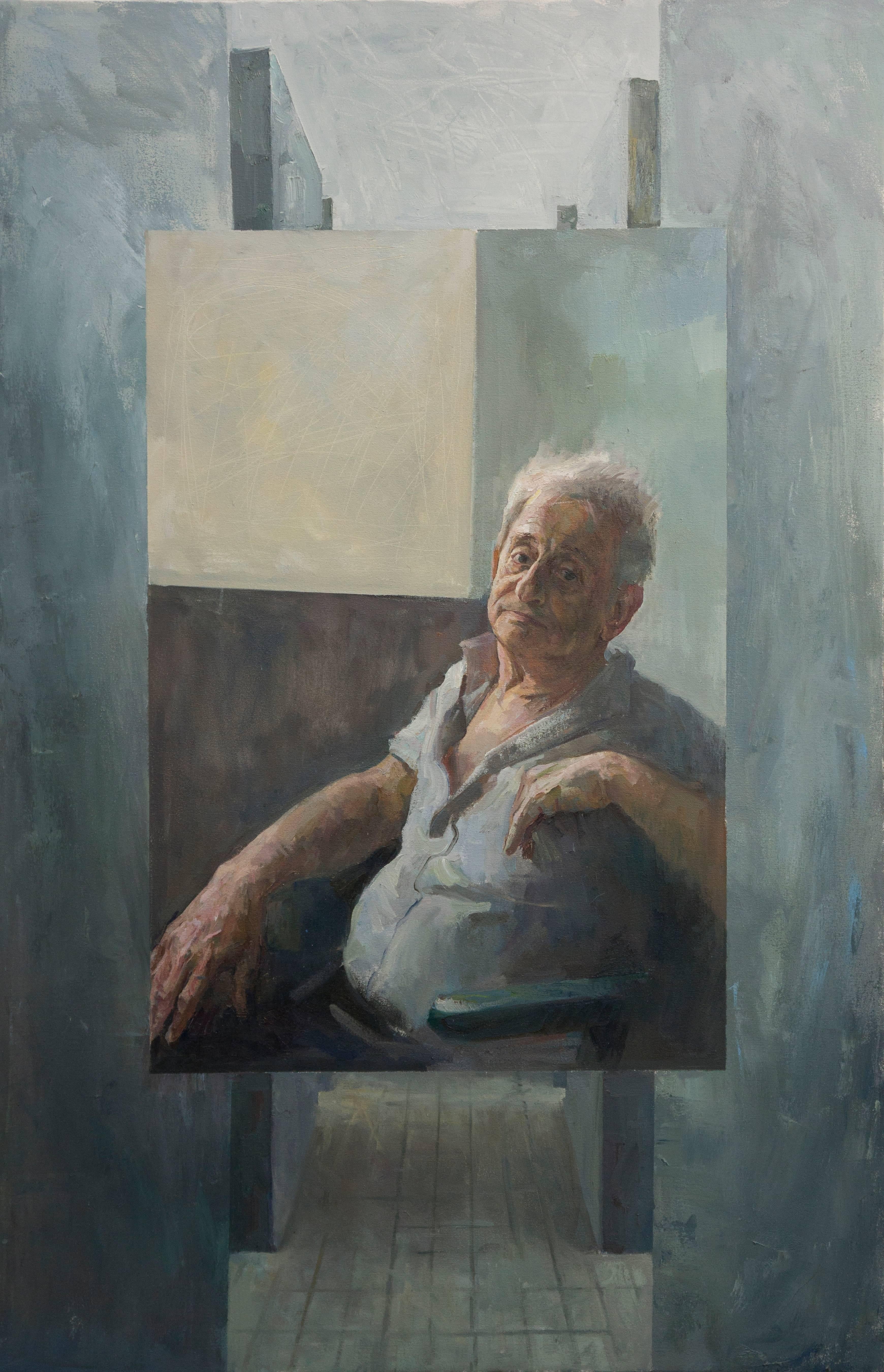 Iliya Mirochnik, "War is Simple like a Monument", 2014-15, 37in x 60in, oil on canvas
 
In Mirochnik's candid depiction of his paternal grandfather, War Is Simple like a Monument, time is, ironically, the most pervasive and invasive character. The