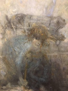Vachagan Narazyan, "Taming, " Grey Horse and Rider, 35in x 39in, oil on canvas