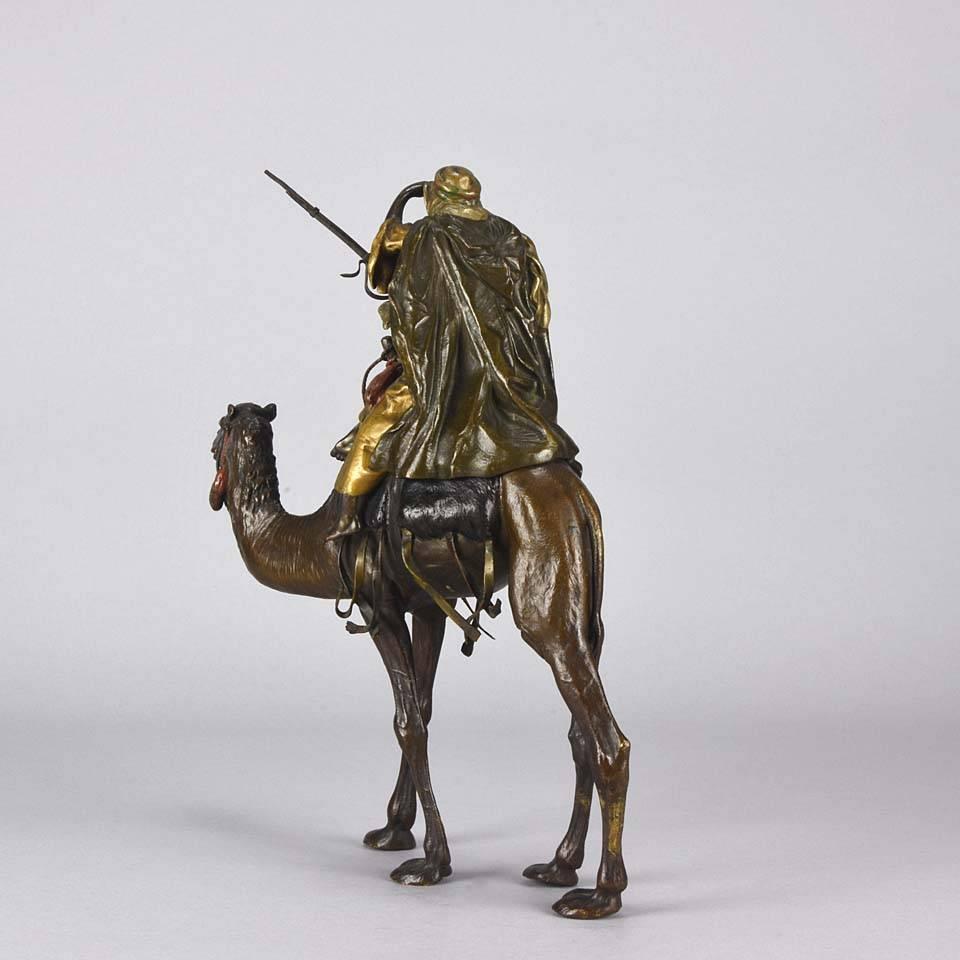 Vienna Bronze of an Arab Warrior on Camel by Bergman 1