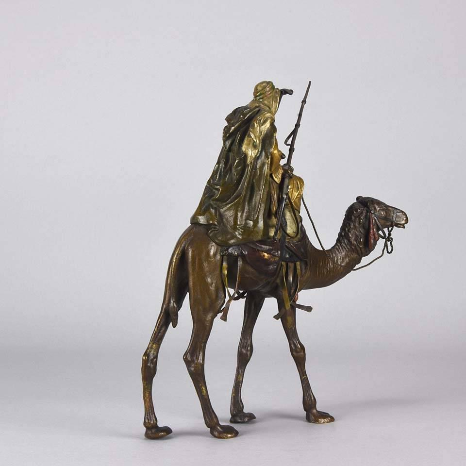 Vienna Bronze of an Arab Warrior on Camel by Bergman 3