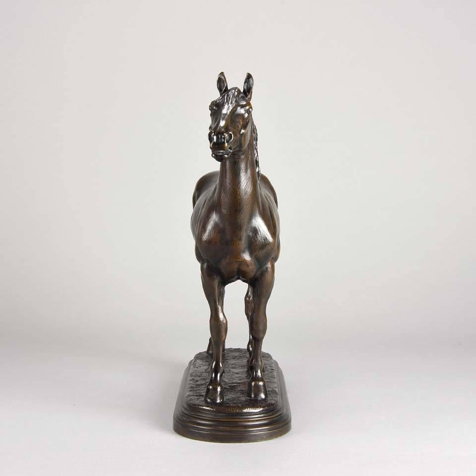 Cheval Hennissant by I Bonheur - Sculpture by Isidore Jules Bonheur