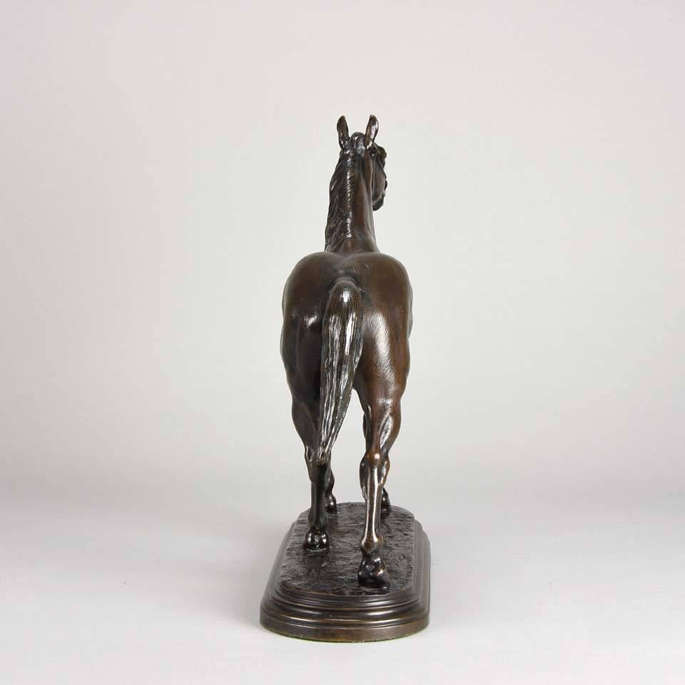 Fabulous late 19th Century animalier bronze study of a neighing horse with excellent rich brown colour and very fine hand chased and etched surface detail, raised on a stepped naturalistic base, stamped with Peyrol foundry mark and signed Isidore