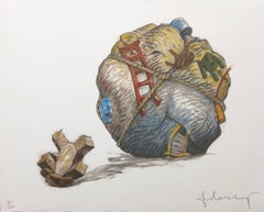 Vintage HOUSEBALL WITH FALLEN TOY BEAR