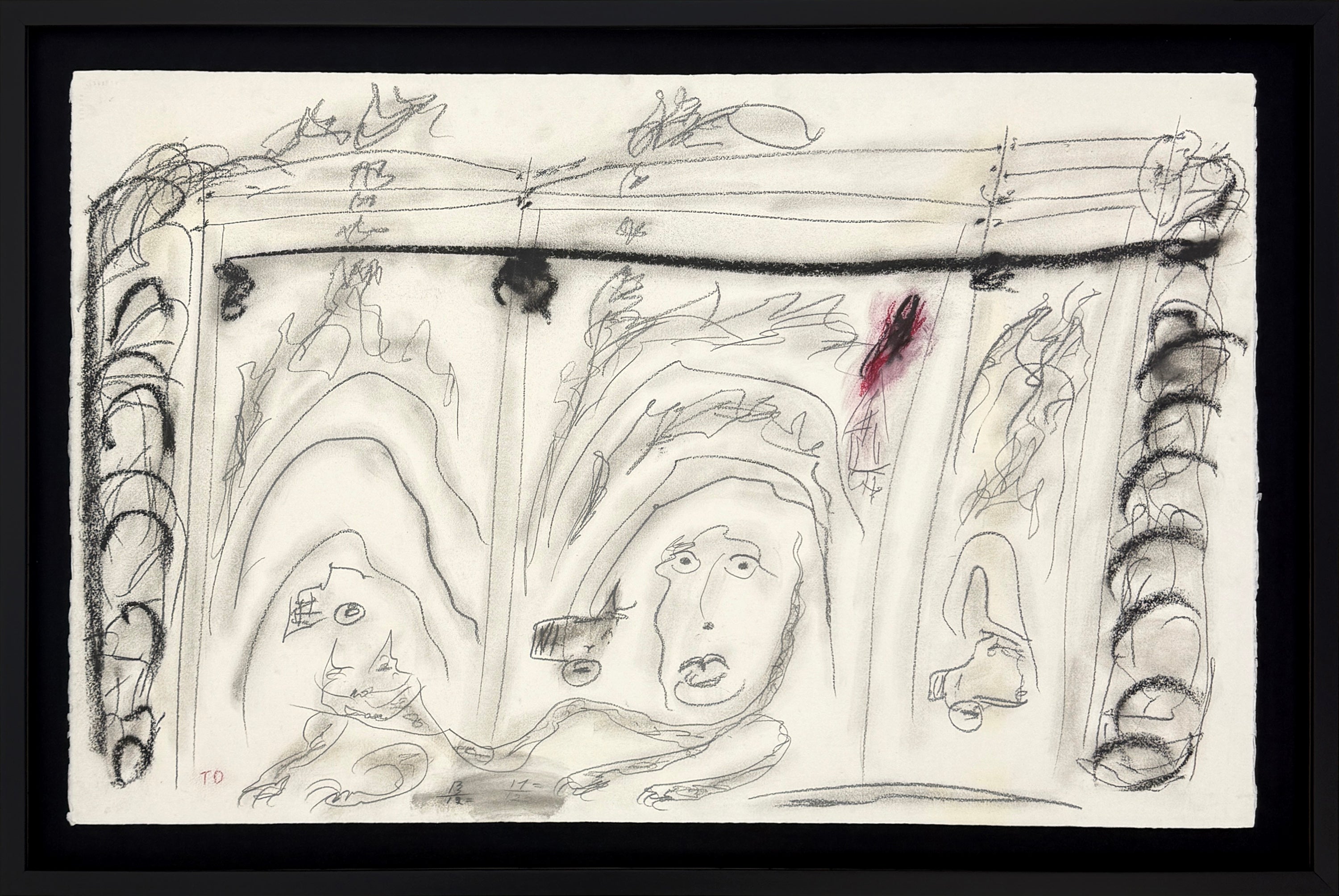 Deep Snow, Large Original Drawing on Paper, Signed, 34 x 49 in. Framed, 1993