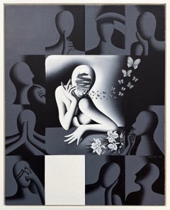 „Eines Tages öffnete sich meine Seele einfach“, Originalgemälde auf Leinwand, signiert, 32 x 26 in.