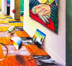 Hommage an die moderne Kunst, riesiges Originalgemälde auf Leinwand, signiert, 48 x 60 in.