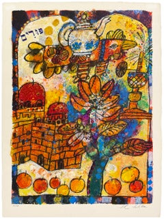 Purim, aus „Quatre lumières du Midrash“, handsignierte Lithografie, 1980