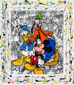 Clubhouse Friends, Unique Mixed Media on Canvas with Painted Frame, Disney