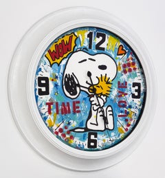 Orologio Snoopy, orologio originale dipinto a mano, firmato, diametro 30"