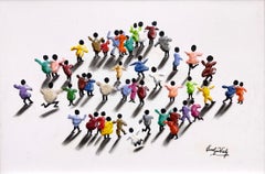 « Friendly II », peinture acrylique originale texturée sur toile, signée, 24 x 36 pouces.