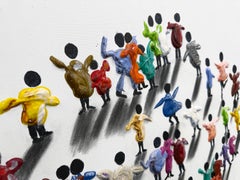« Friendly II », peinture acrylique originale texturée sur toile, signée, 24 x 36 pouces.