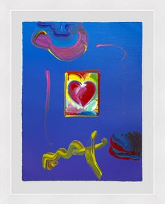 „Herz“, einzigartige Mischtechnik auf Papier, Pop-Art, signiert, 18 x 16 in. Gerahmt, 2008