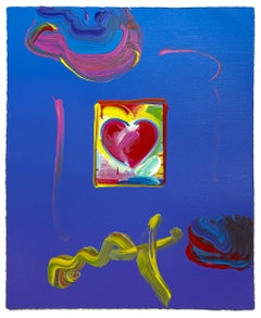 „Herz“, einzigartige Mischtechnik auf Papier, Pop-Art, signiert, 18 x 16 in. Gerahmt, 2008