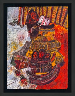Rabbi Moise Ben Hanoch Becomes Rabbi of Cordone, Signed Lithograph, Framed, 1968