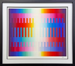 „Magic Rainbow I“ (Weiß), großes signiertes Siebdruckbild, 47 x 53 in. Gerahmt, von 180
