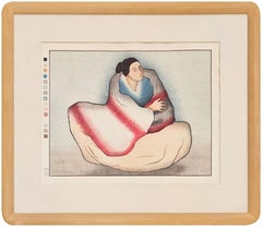 Maya, estampe sur bois rare et signée, tirage limité à 250 exemplaires, encadrée : 26,5 x 31 pouces, 1982
