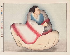 Maya, estampe sur bois rare et signée, tirage limité à 250 exemplaires, encadrée : 26,5 x 31 pouces, 1982