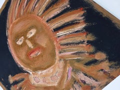 Untitled (Portrait), Original Painting on Wood, Hand Signed, 24 x 24 inches