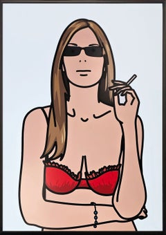 Ruth Smoking 4, Rare Signed Silkscreen, Edition of 50, 48 x 34 in. Framed, 2006