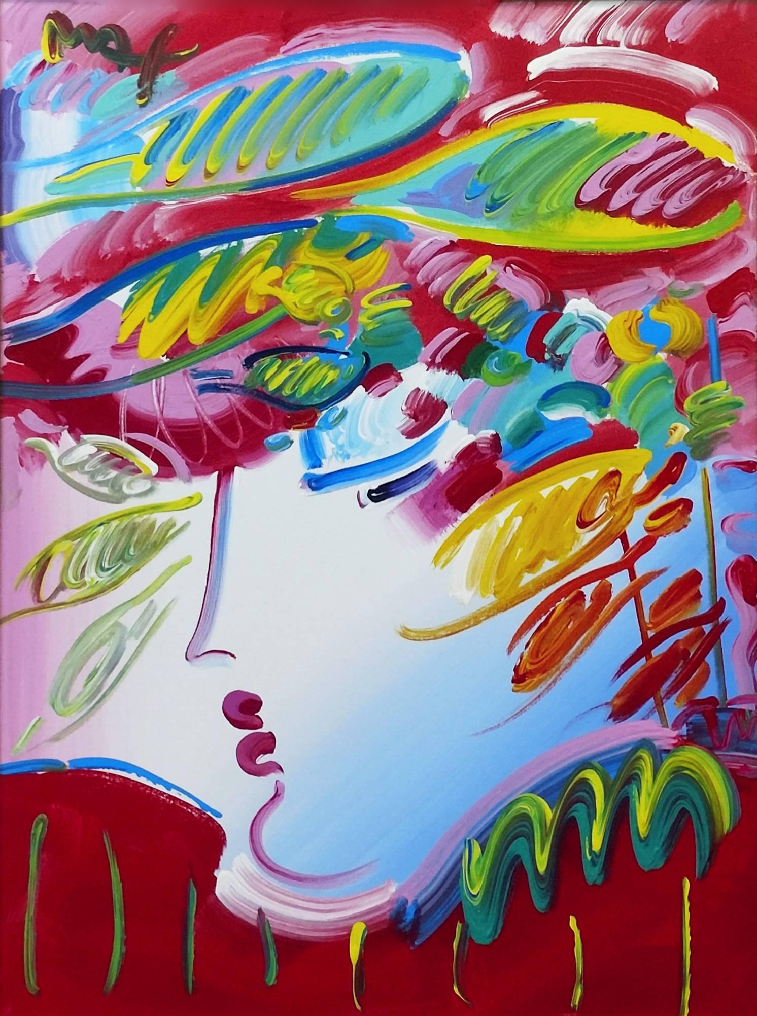 BLUSHING BEAUTY - Painting by Peter Max