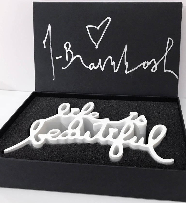 Mr Brainwash LIFE IS BEAUTIFUL (WHITE), Resin Sculpture For Sale at
