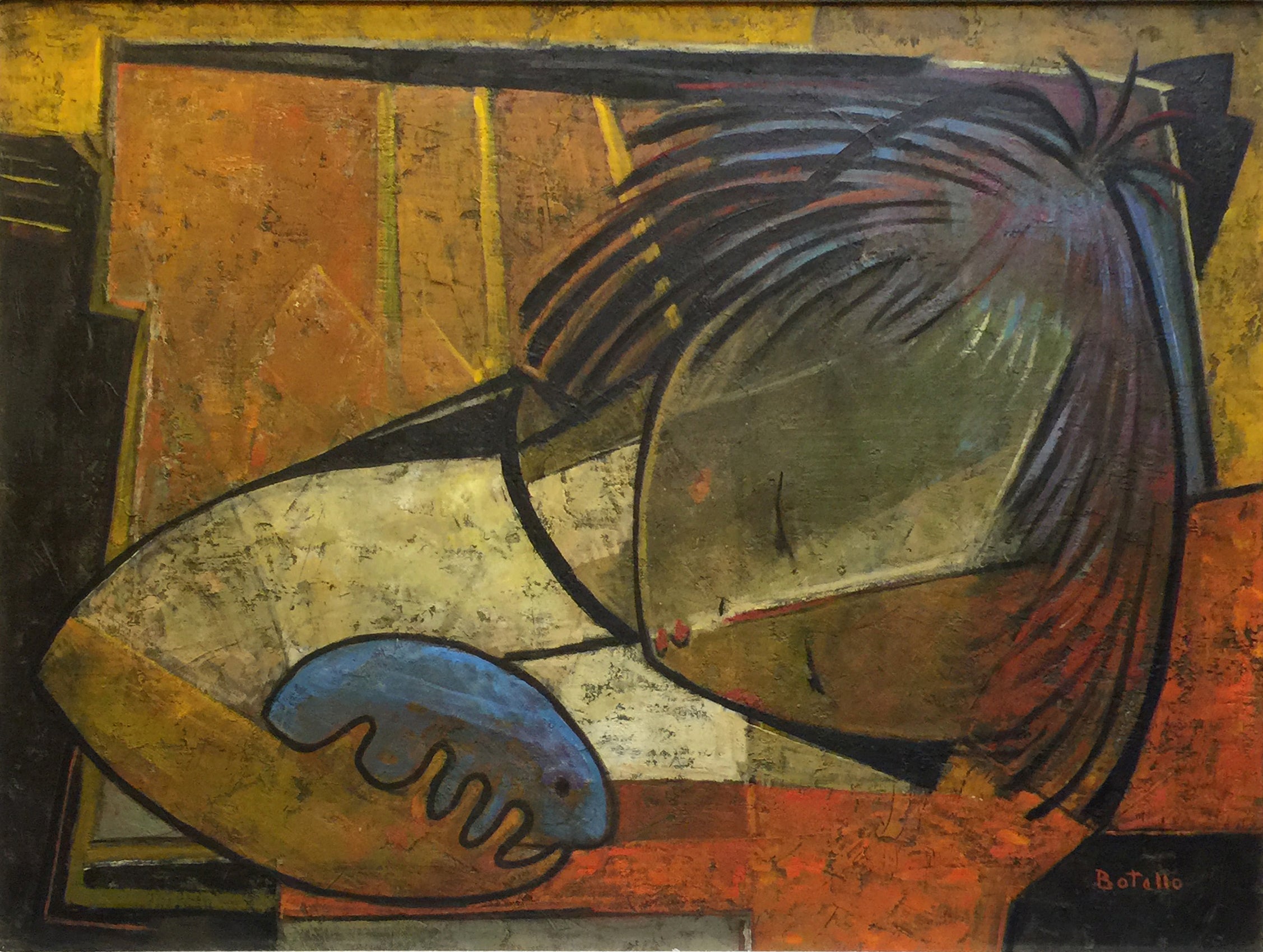 Angel Botello Angel Botello Original Oil Painting On Board Cubism