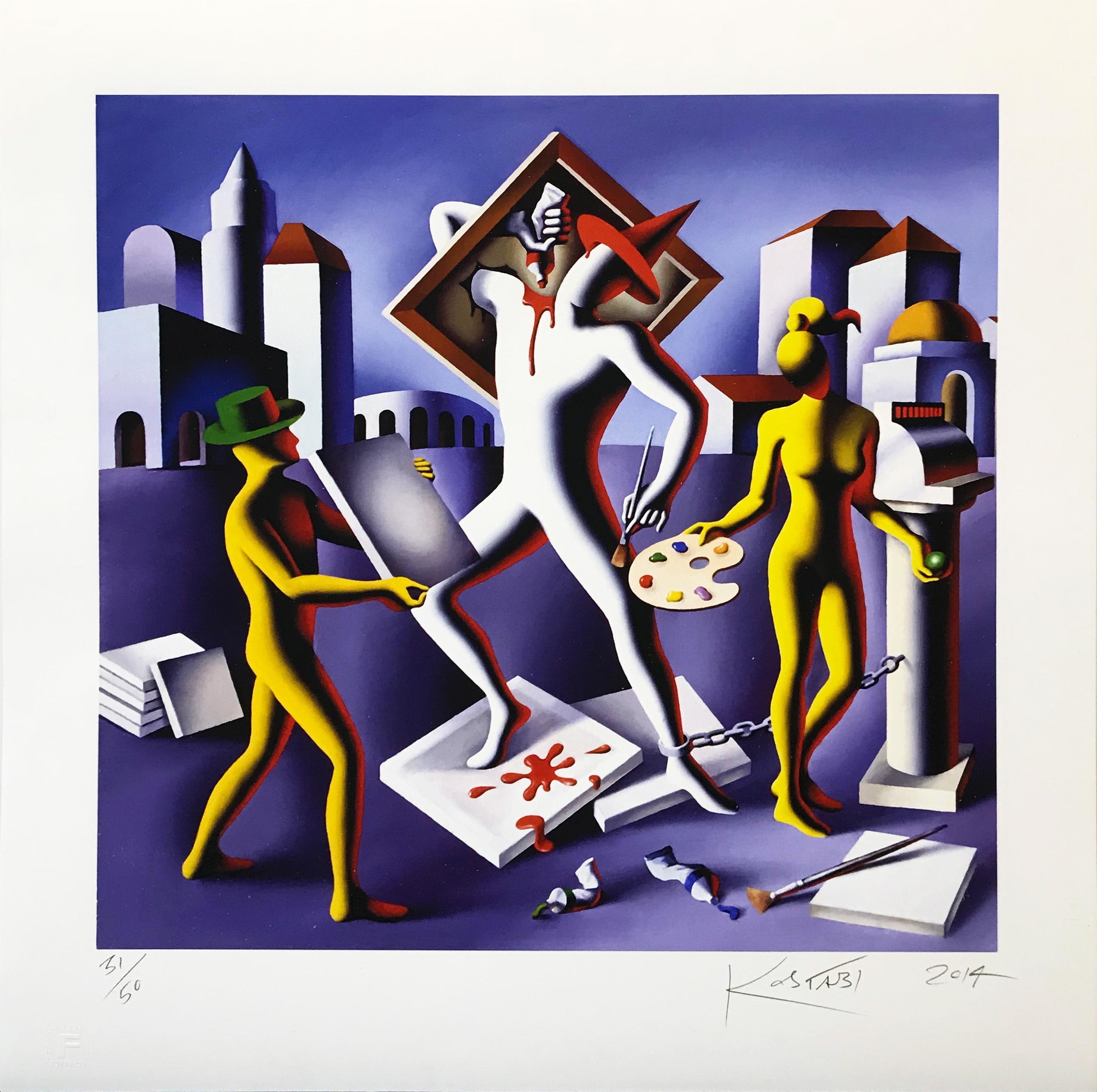 PRODUCTION SQUEEZE - Print by Mark Kostabi