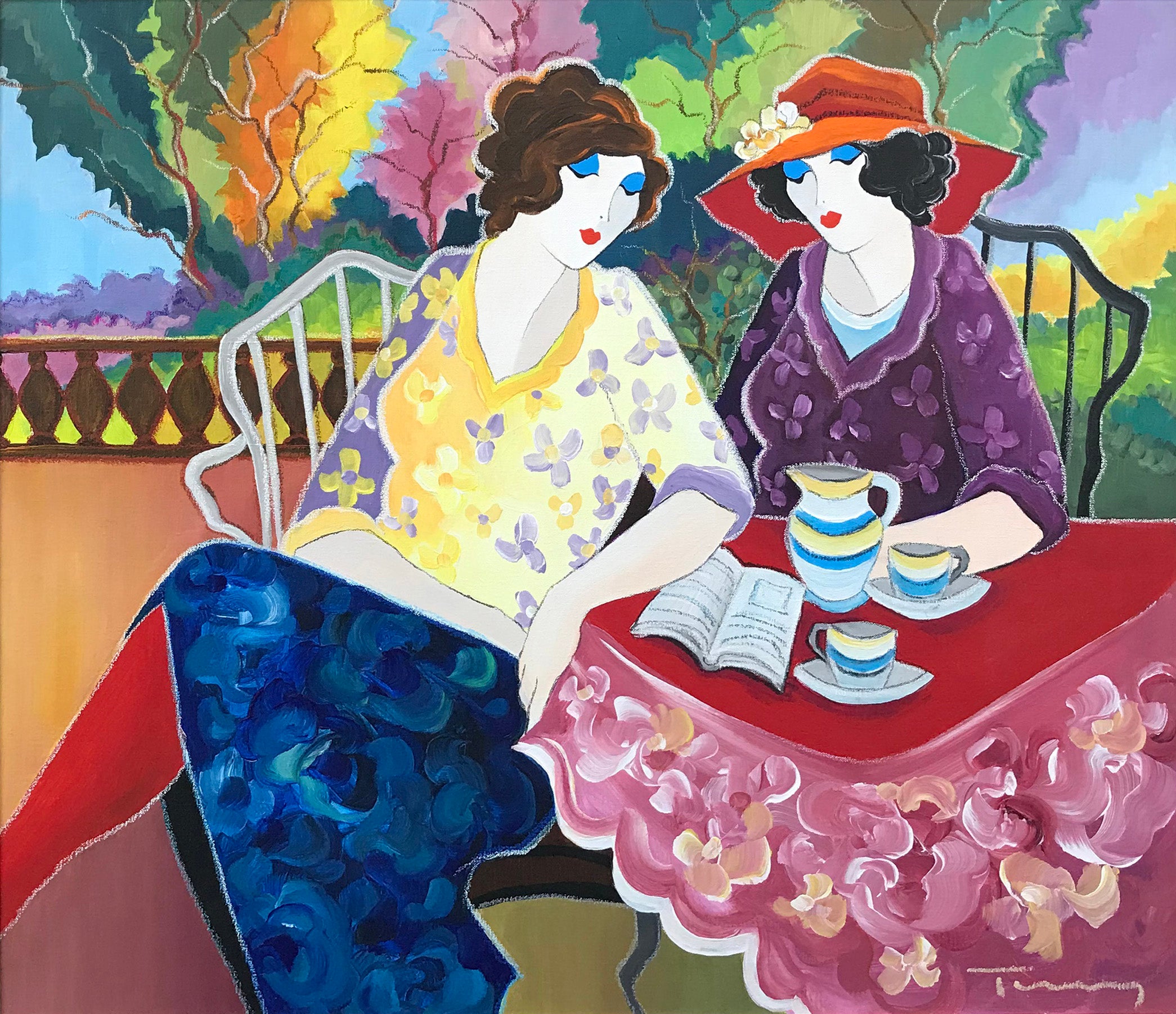 Itzchak Tarkay Itzchak Tarkay Oil Painting On Canvas Large Original Signed Lady Portrait Art