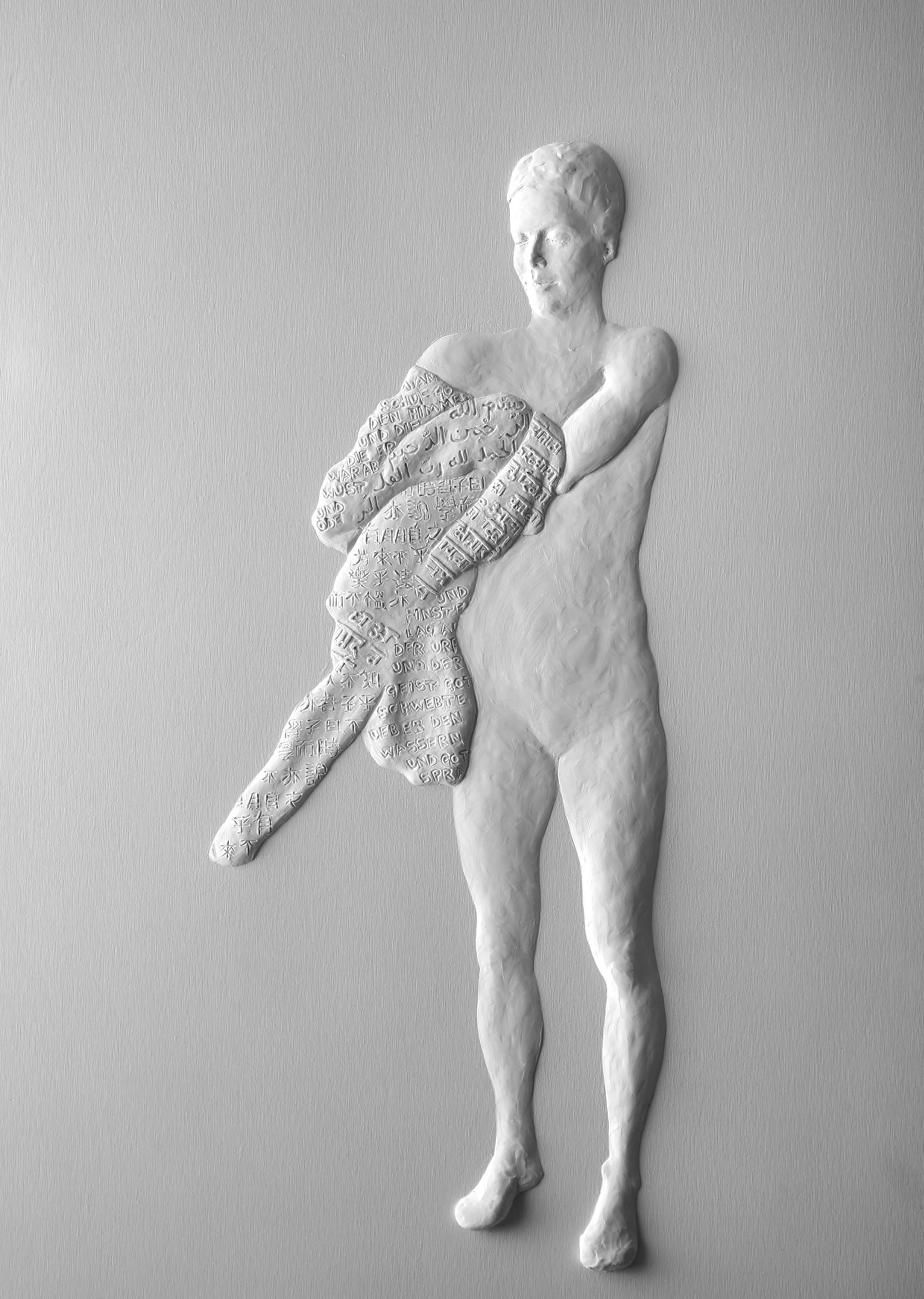 Maja Thommen Figurative Sculpture - "Dogma" Bas Relief Panel from the "Dressing" Series, 2011