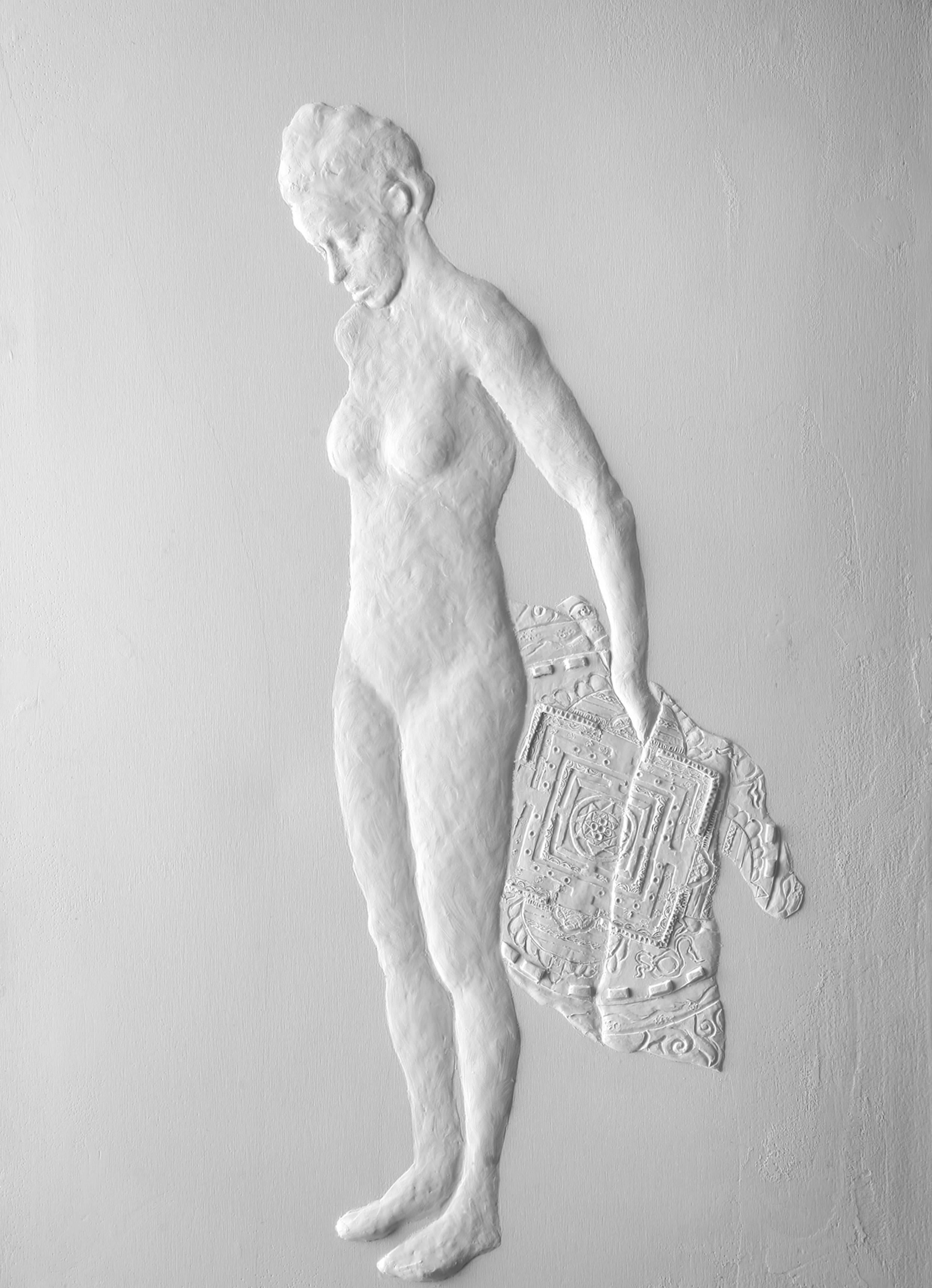 Maja Thommen Figurative Sculpture - "Mandala" Bas Relief Panel from the "Dressing" Series, 2011