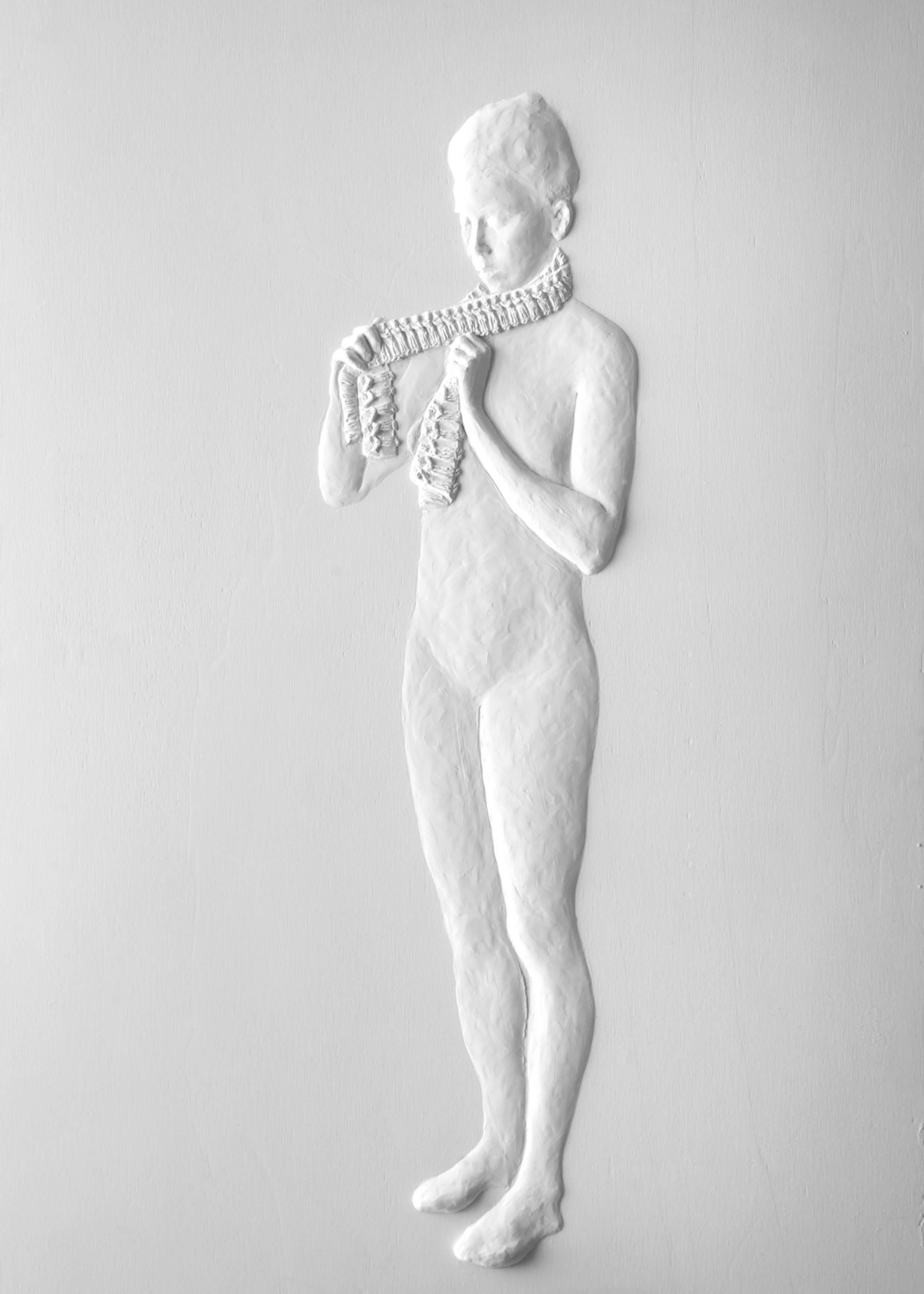 Maja Thommen Figurative Sculpture - "Scarf" Bas Relief Panel from the "Dressing" Series, 2011