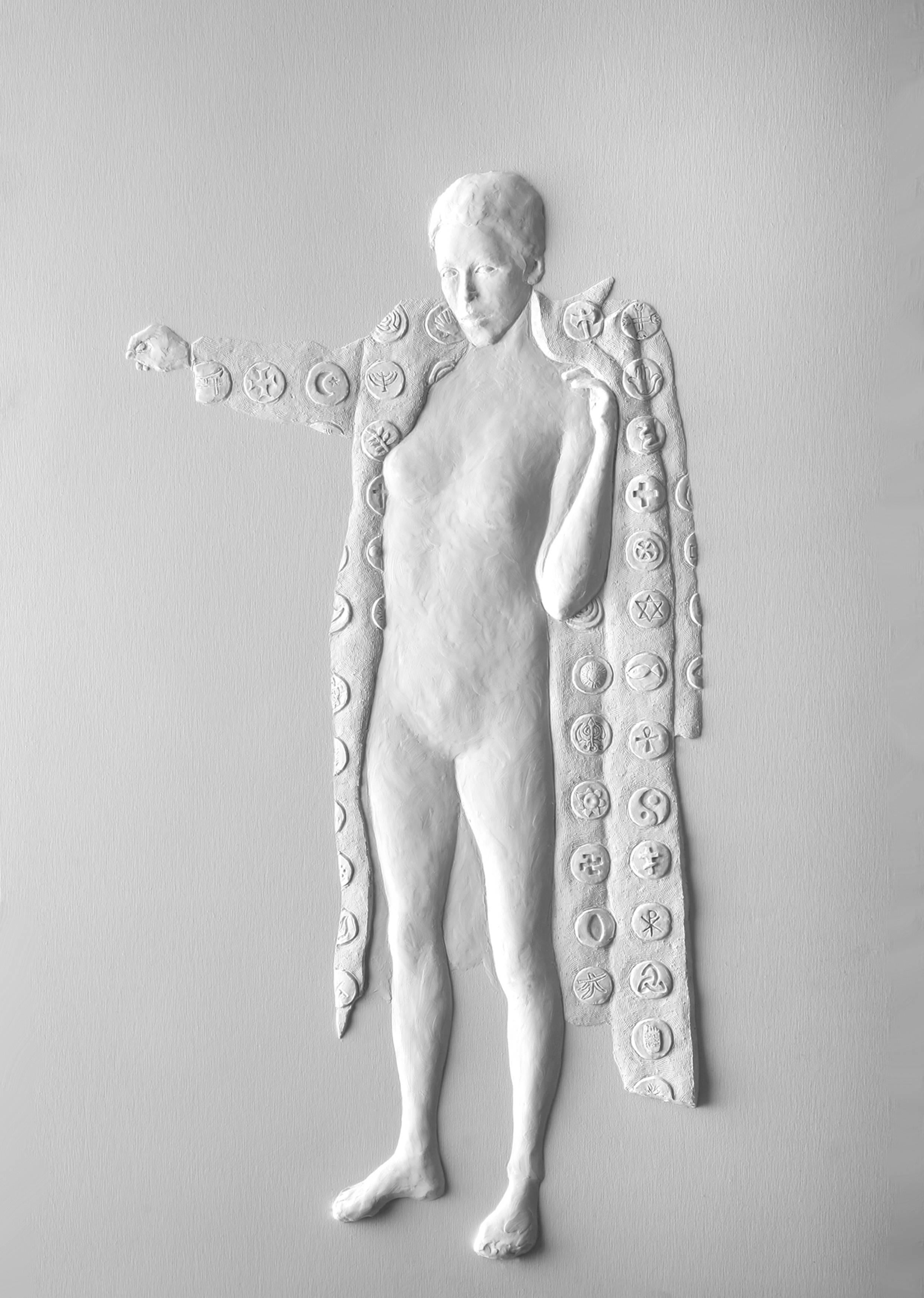 Maja Thommen Figurative Sculpture - "Symbol" Bas Relief Panel from the "Dressing" Series, 2011