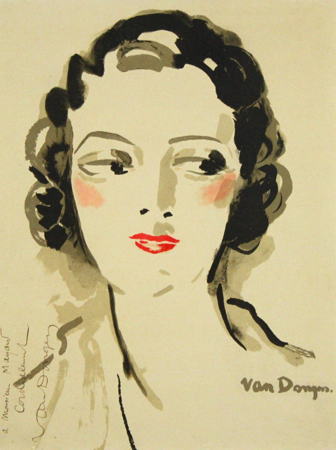 Kees van Dongen Portrait Print - Portait de Femme - Un Diner aux Chandelles par Van Dongen