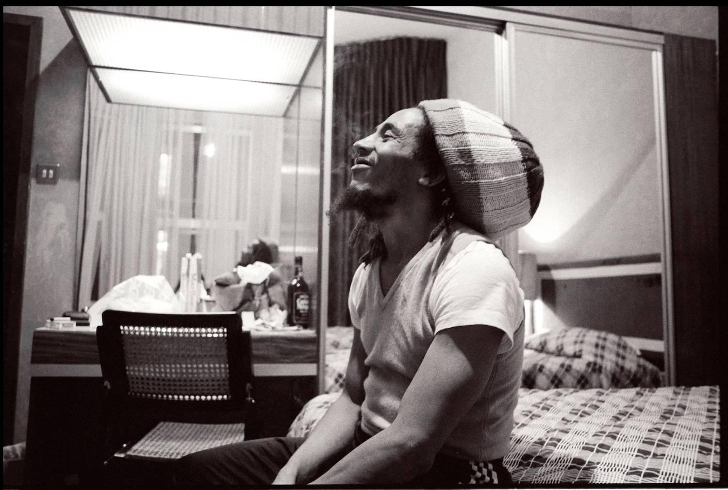 Jill Furmanovsky Black and White Photograph - Bob Marley, Gloucester Road London 1978